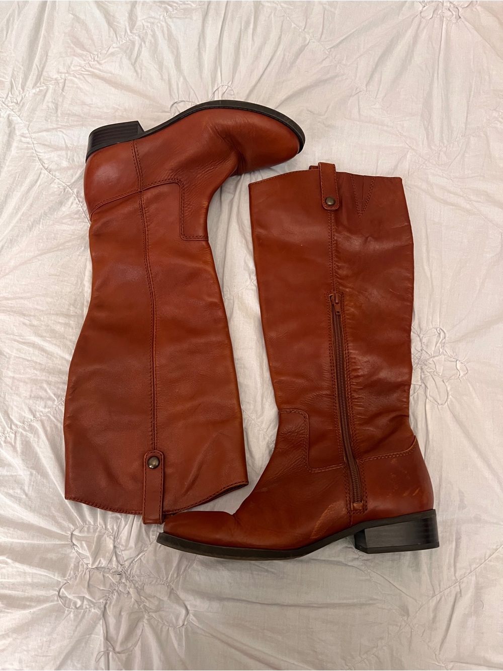INC International Concepts Tall Leather Riding Boots in Cognac Brown
